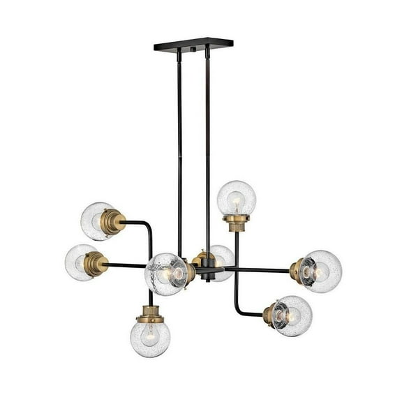 Modern Farmhouse Eight Light Chandelier in Black Heritage Brass Finish Bailey Street Home 81-Bel-4160177