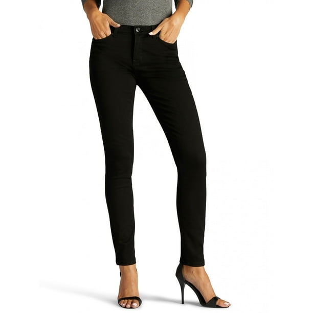 brændstof Skorpe Kronisk Lee Women's Slimming Fit Rebound Skinny Jean - Black, Black, 16 Long -  Walmart.com