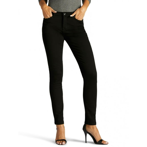 Lee Women's Slimming Fit Rebound Skinny Leg Jean, Black, 10 Short