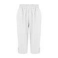 thumbnail image 3 of GTEYOIJN Women's Loose Cotton and Linen Casual Pants with Pockets, Elastic Belts and Solid Colors Women Pants Womens Casual Loose Elastic Waist Cotton Trouser Cropped Wide Leg Pants, 3 of 8