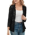 thumbnail image 3 of yillto Women Plus Size Cardigan 3/4 Sleeve Open Front Lightweight Lace Coats Formal Blazer S-5XL, 3 of 6