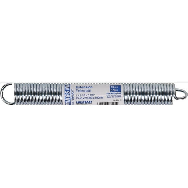 Extension Spring HILLMAN, 21,59 cm de largo x 2,54 cm de profundidad, galvanizado, paquete de 1