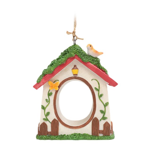 Casa para pájaros, refugio para pájaros azules, fácil de colgar, pintada a mano, nido decorativo único para pájaros A