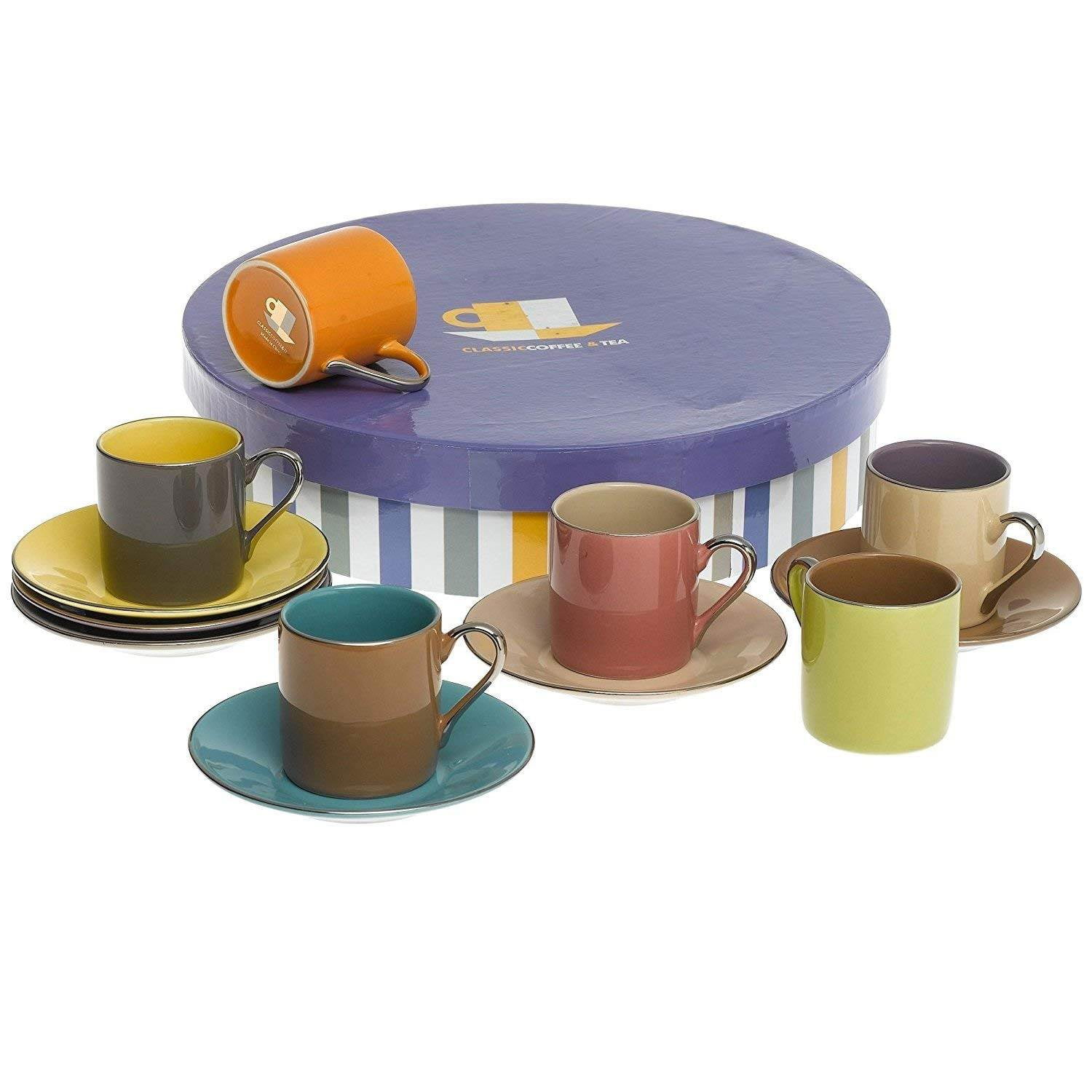 Yedi Houseware Classic Coffee And Tea Siena Teacups And Saucers