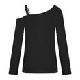 thumbnail image 5 of Usmixi Winter Long Sleeve Shirts for Women Pullover Tops for Women Fashion Button Cold Shoulder Metal Strap Fall Tunic Blouses Casual Solid Long Sleeve Shirts 2023 Fall Long Sleeve Tops, 5 of 6