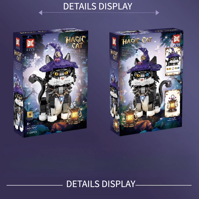 FLOWER LEGEND Tuxedo Black Cat Building Set, Magic Cat Mini Kit
