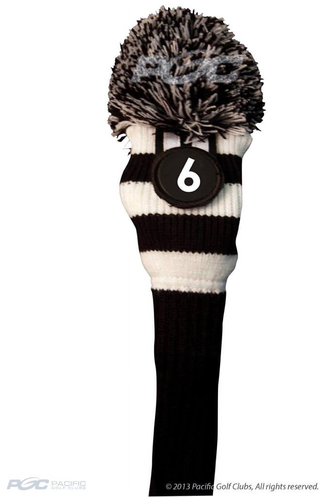 Majek #3, 4, 5, 6, & 7 Hybrid Combo Pack Rescue Utility Black & White Golf Headcover Knit Pom Pom Retro Classic Vintage Head Cover