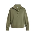 thumbnail image 5 of Time and Tru Women's Quarter Button Fleece Top with Long Sleeves, Size XS-XXXL, 5 of 5
