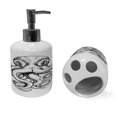 thumbnail image 2 of Ambesonne Octopus Soap Dispenser & Toothbrush Holder Set, Sketch Monochrome Art, 2 Pcs, Brown White, 2 of 6