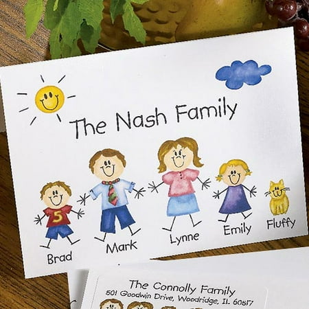 Name Personalized Note Card Stationery - Personalized Family of Characters Note Cards and Envelopes