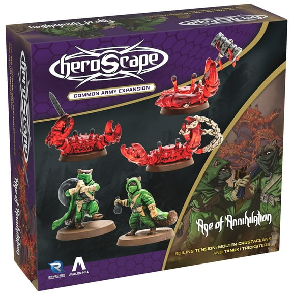 Renegade Games: Heroscape: Molten Crustaceans & Tanuki Tricksters - Army Expansion, 5 Assembled Unpainted Figures & 5 Cards, Miniatures Game Accessory