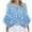 D-Light Blue, variant on ZQUUVOU Women's Plus Size T-Shirt Front Pleated 3/4 Ruffle Sleeves V Neck Tops E-Light Blue (M)