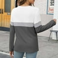 thumbnail image 6 of Yigetop Womens Tops Women's Color Block Tunic Tops Casual Long Sleeve Shirts Round Neck Pullover Colorblock Tops for Women Grey L, 6 of 8