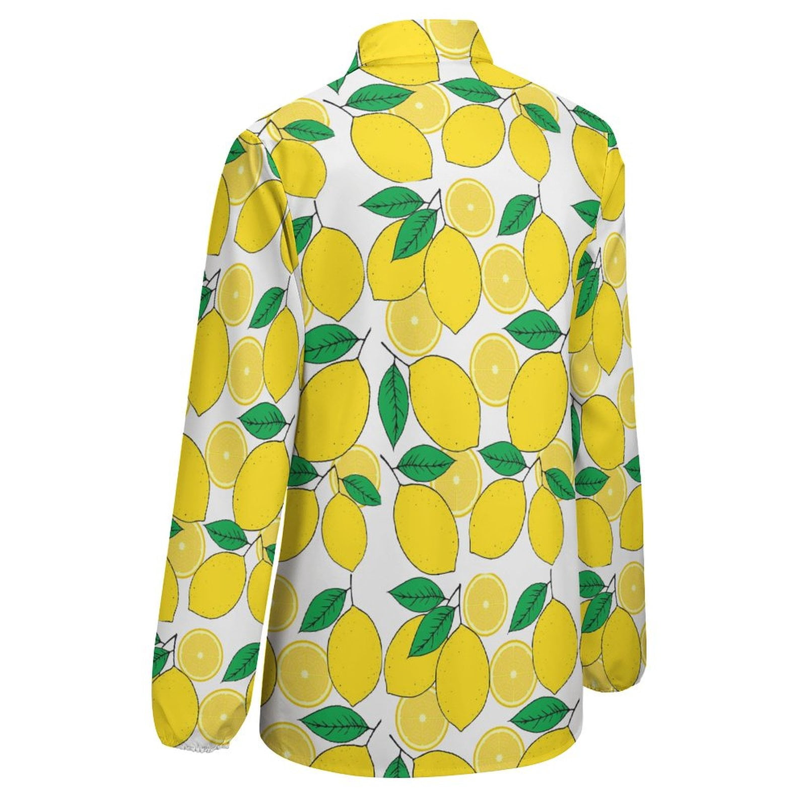 Lemon Print Lemon Leaves Long Sleeve Blouse Woman Streetwear