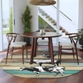 thumbnail image 5 of Farmhouse Animals Round Rug 5ft Washable Circle Kitchen Rugs Non Slip Vintage Wood Country Cow Pig Chicken Large Area Rug Indoor Floor Carpet for Bedroom Living Room Home Office Dining Room Nursery, 5 of 8
