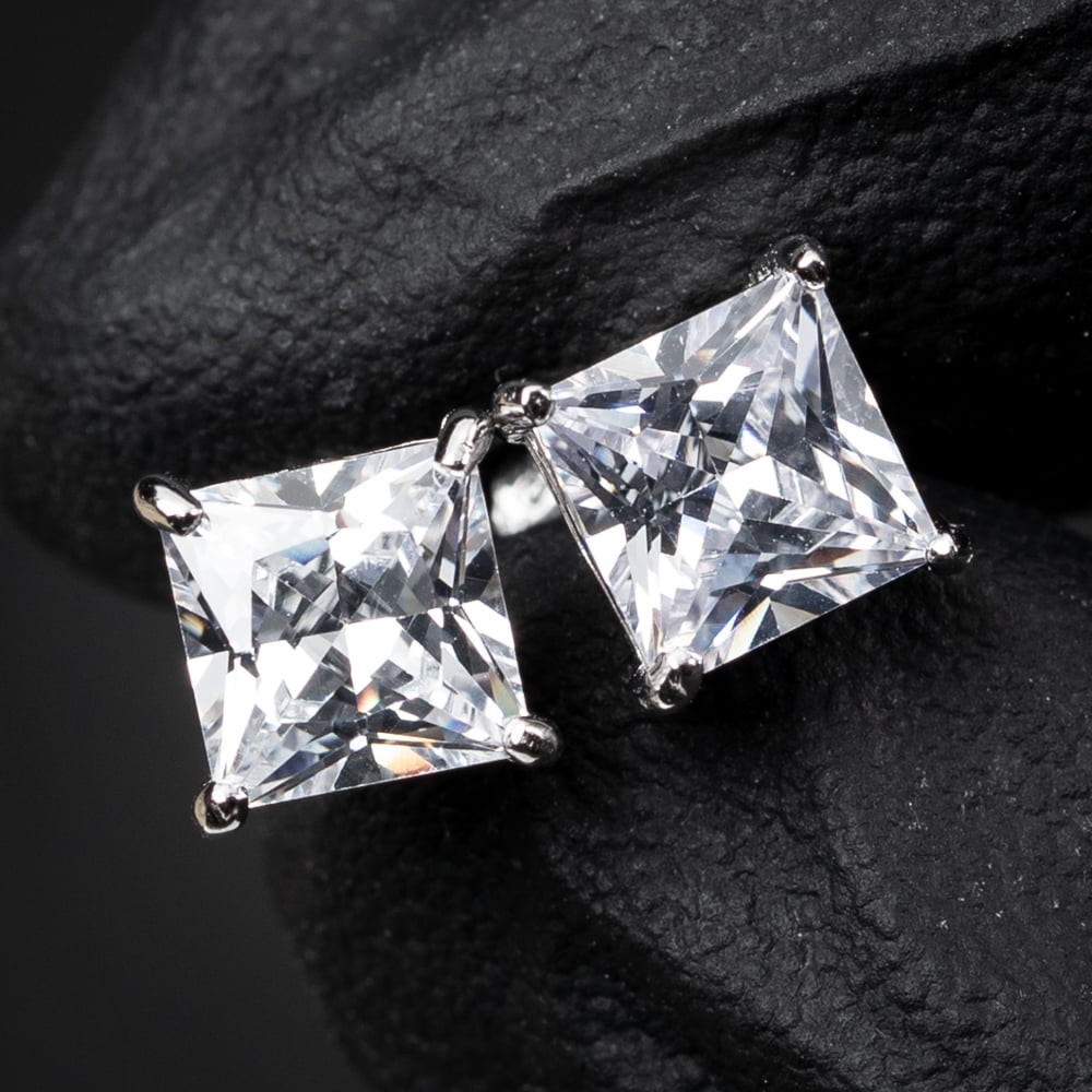 Amazon.com: Hip Hop 9.5mm Gold Silver Double Layer Square CZ