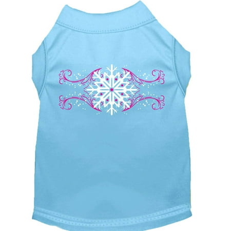 Christmas Screenprinted Dog Shirt, "Pink Snowflake Swirls"