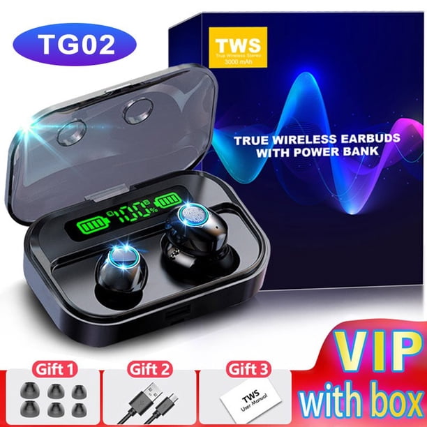 Auriculares TWS Bluetooth 5,1, auriculares inalámbricos con sonido de alta fidelidad, auriculares estéreo con controlador dinámico dual, auriculares impermeables táctiles Tan Jianjun unisex