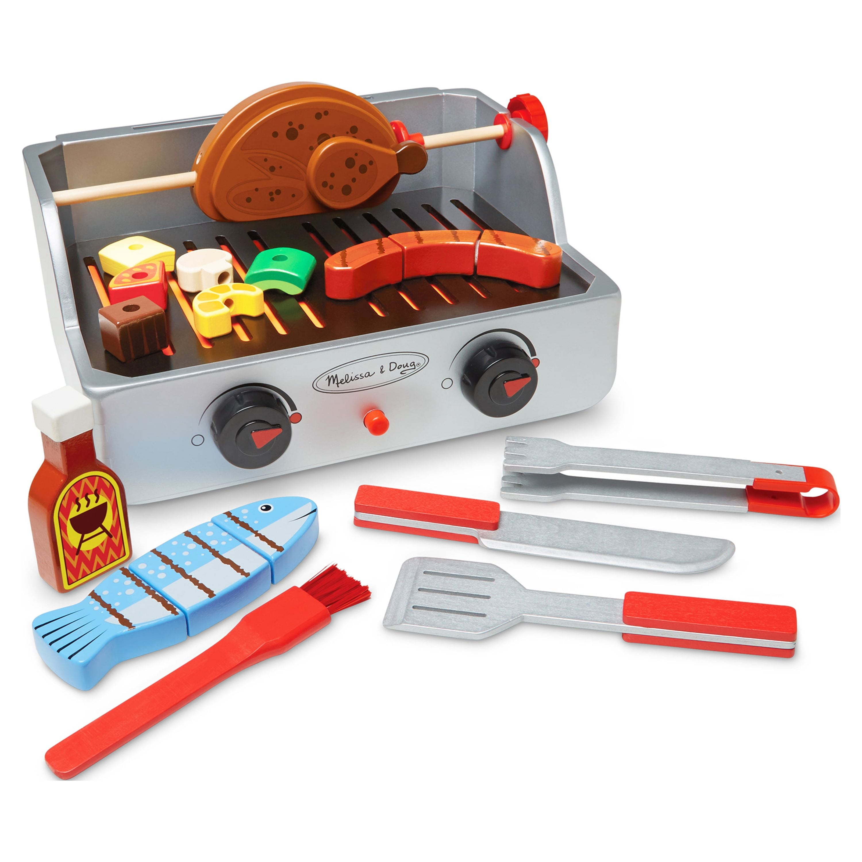 Melissa & Doug Rotisserie and Grill Wooden Barbecue Play Food Set