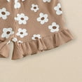 thumbnail image 7 of KPOPLK Toddler Baby Girls Summer Outfits Cute Ruffle Ribbed Short Sleeve T Shirts Tops Floral Shorts 2Pcs Sets(Brown_1,0-6 Months), 7 of 7