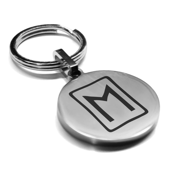 Stainless Steel Elder Futhark Ehwaz Rune Round Medallion Keychain Circle Ring