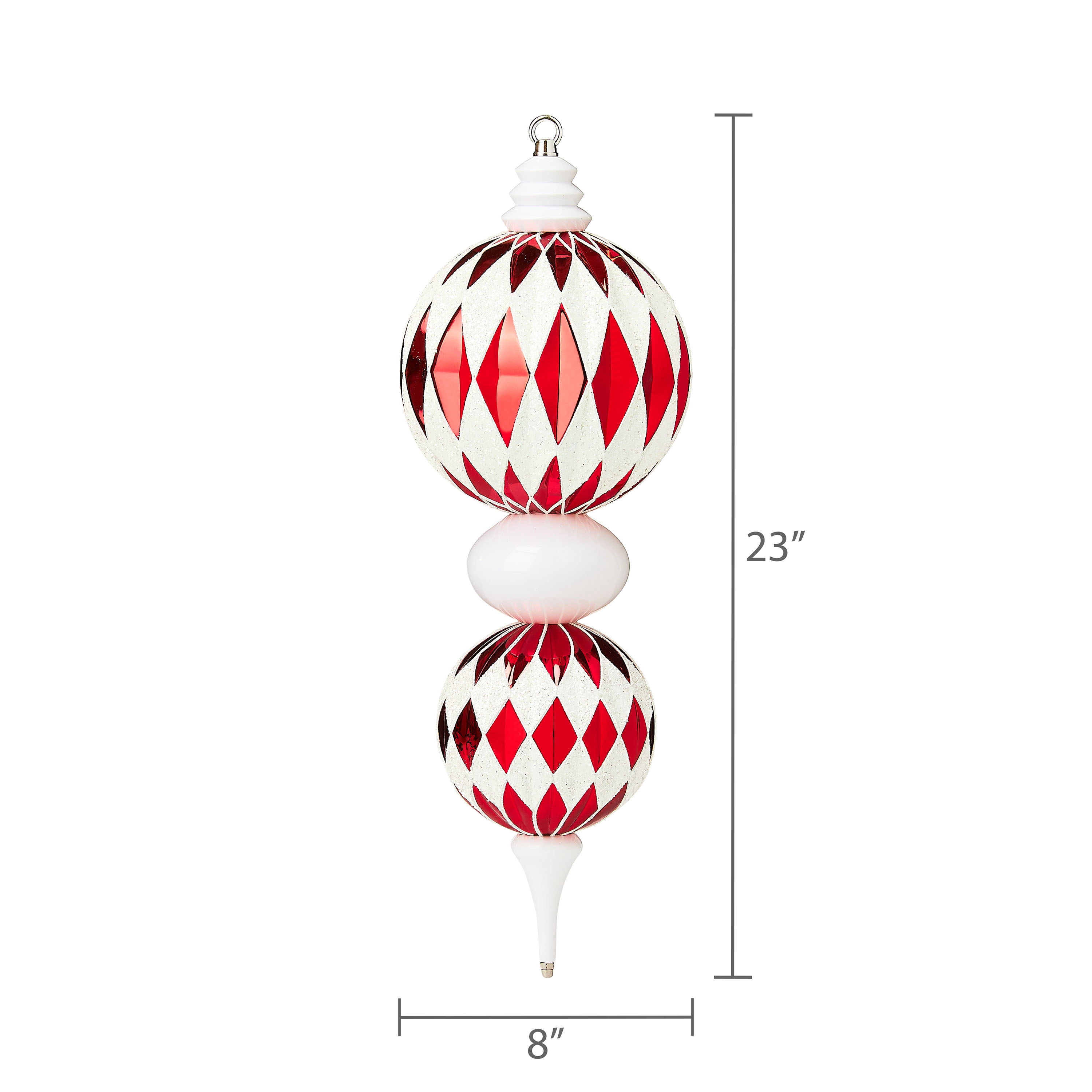 Red and White Jumbo Shatterproof Finial Christmas Ornament, 23", by Holiday Time