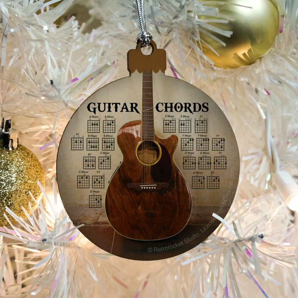 Guitar Chords Music Wood Christmas Tree Holiday Ornament Walmart Com