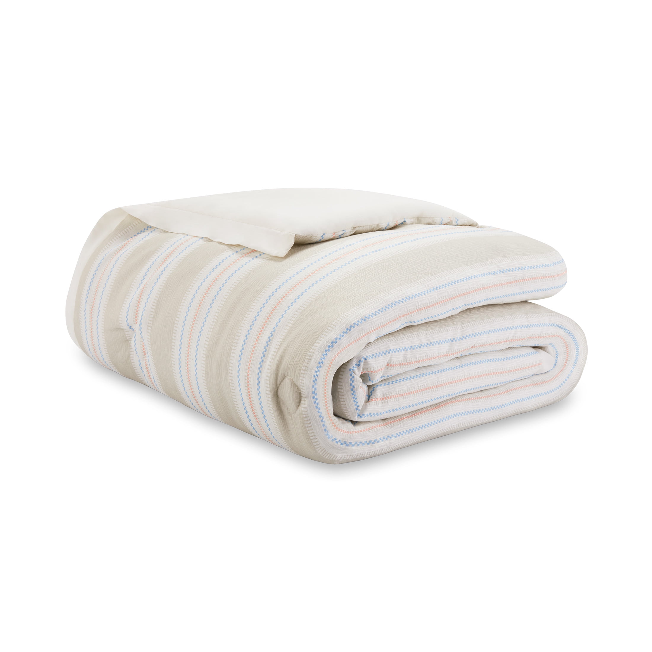 Mainstays by Becky G. & Alejandra 3-Piece Beige Stripe Comforter Set with Shams, Full/Queen