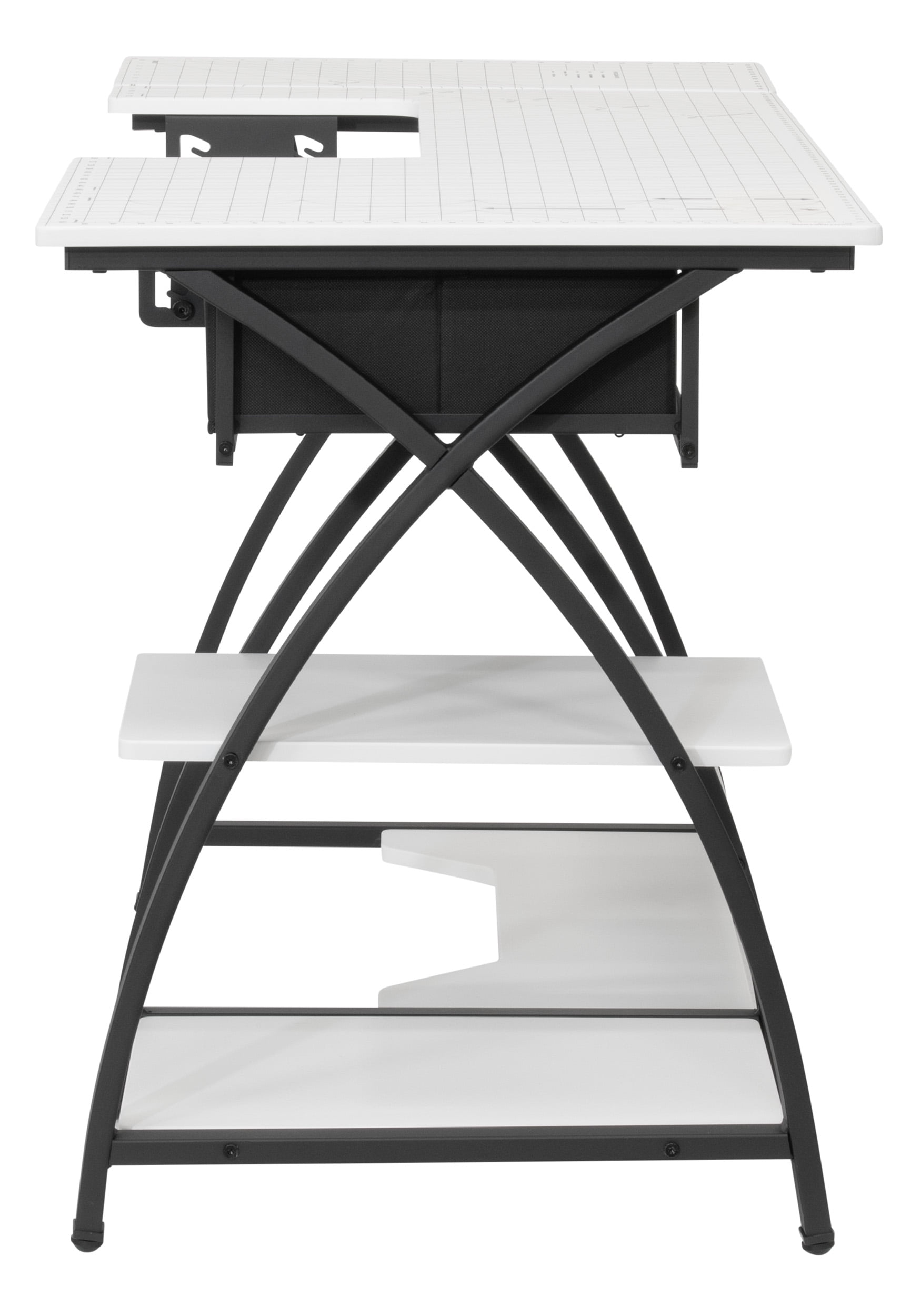 Sew Ready Comet Sewing Table with Height Adjustable Platform, Storage and Grid Top for Cutting