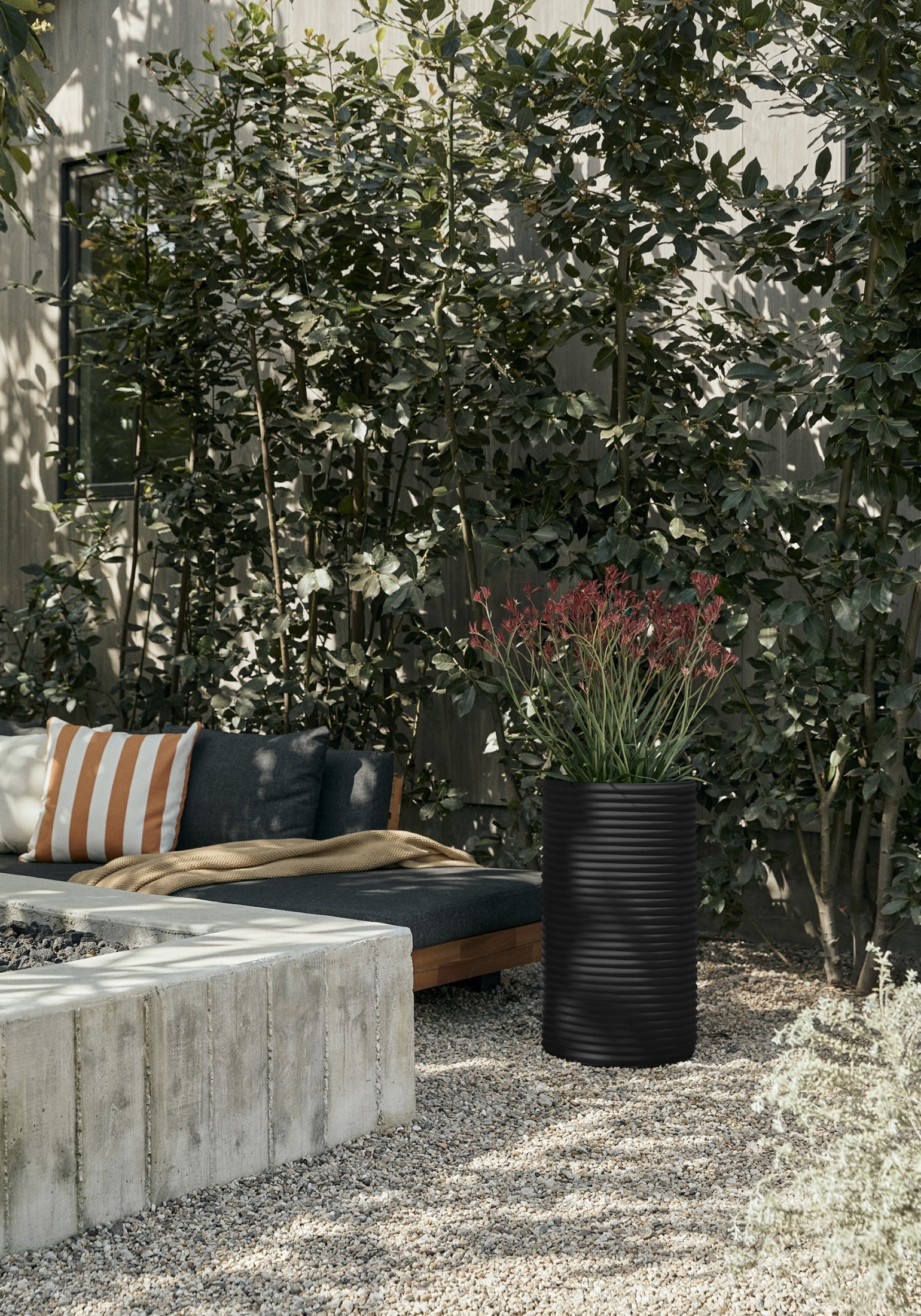 Veradek Mod Series 25" Plastic-Stone Tall Planter - (Black)