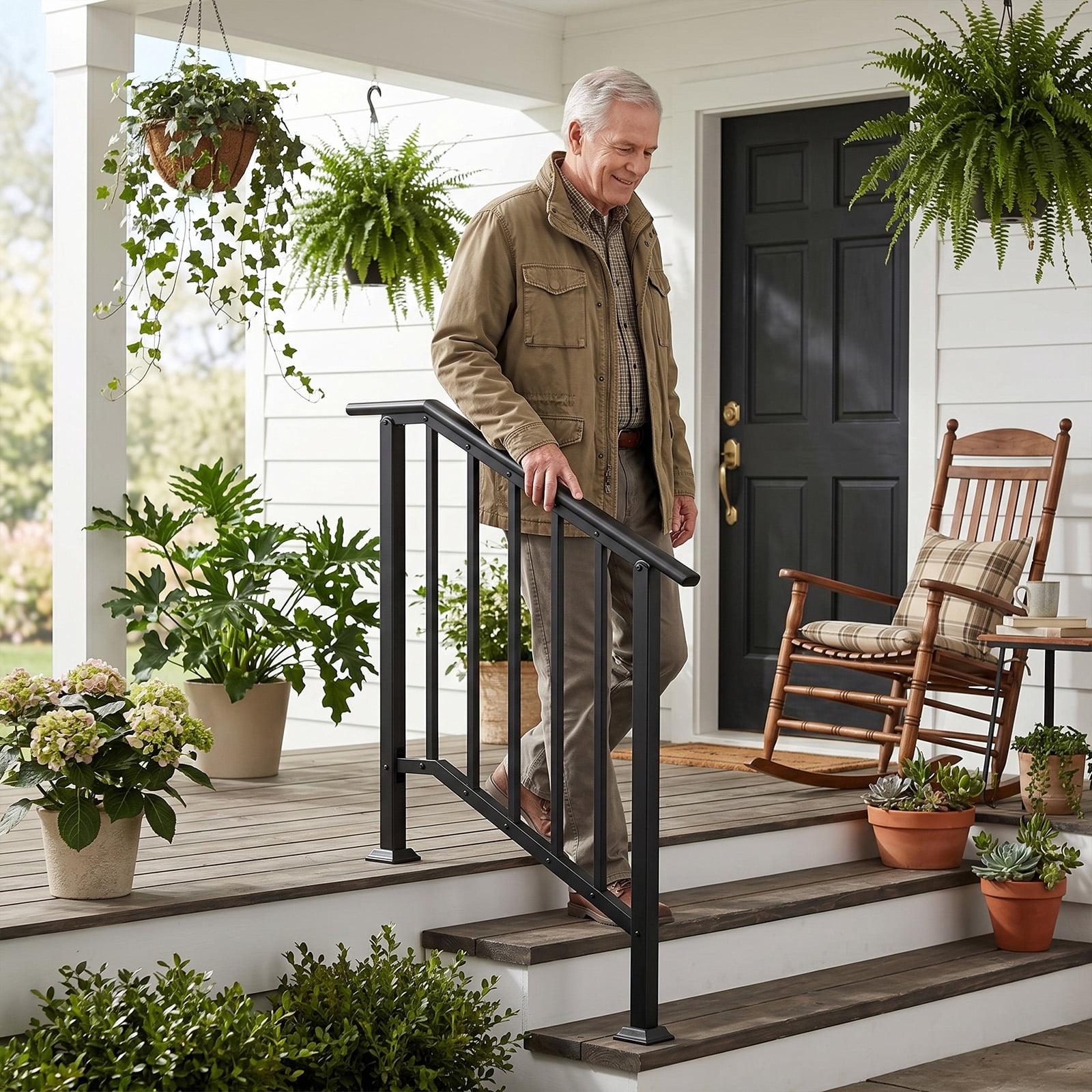 Handrails for Outdoor Steps Fits 2 to 3 Steps