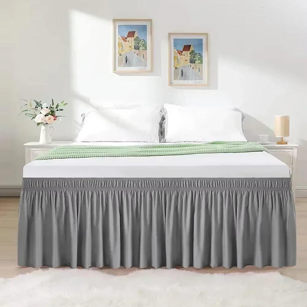 thumbnail image 4 of AIGIA Elastic Wrap Around Bed Skirt Dust Ruffle Smooth Soft Bed Frame Cover 15-inch Drop Easy To Put On, 4 of 6