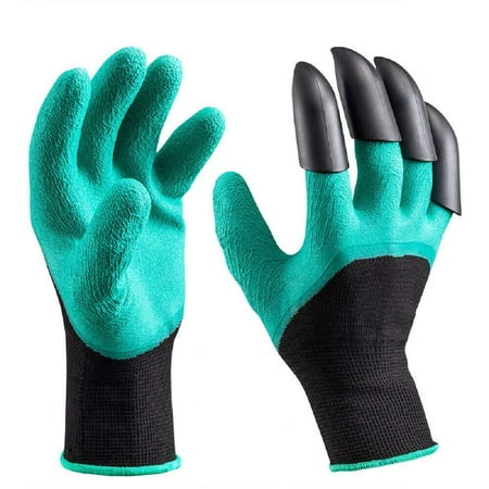 Abs Plastic Green - 1 Pair New Gardening Gloves for Garden Digging Planting Garden Genie Gloves with 4 ABS Plastic Claws (Green)