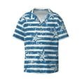 thumbnail image 5 of Picia Ocean on Striped Men's Linen Shirts Short Sleeve Cuban Beach Shirts Casual Shirts Button Down Shirt for Men Beach Summer Wedding Shirt-Small, 5 of 7