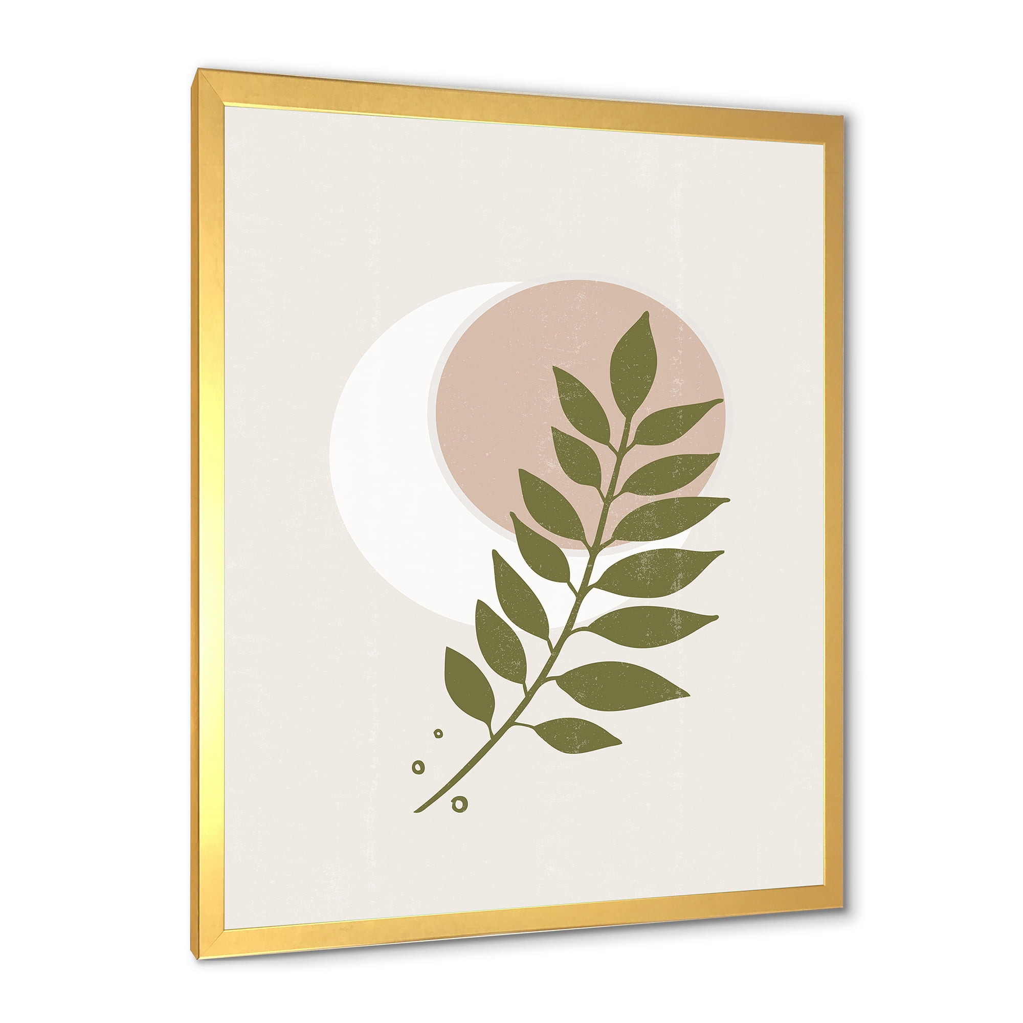 Designart 'Abstract Geometrical Leaf With Moon IV' Modern Framed Art Print