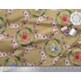 thumbnail image 2 of Soimoi Brown Rayon Fabric Floral Wreath Flower Print Fabric by Yard 42 Inch Wide, 2 of 3