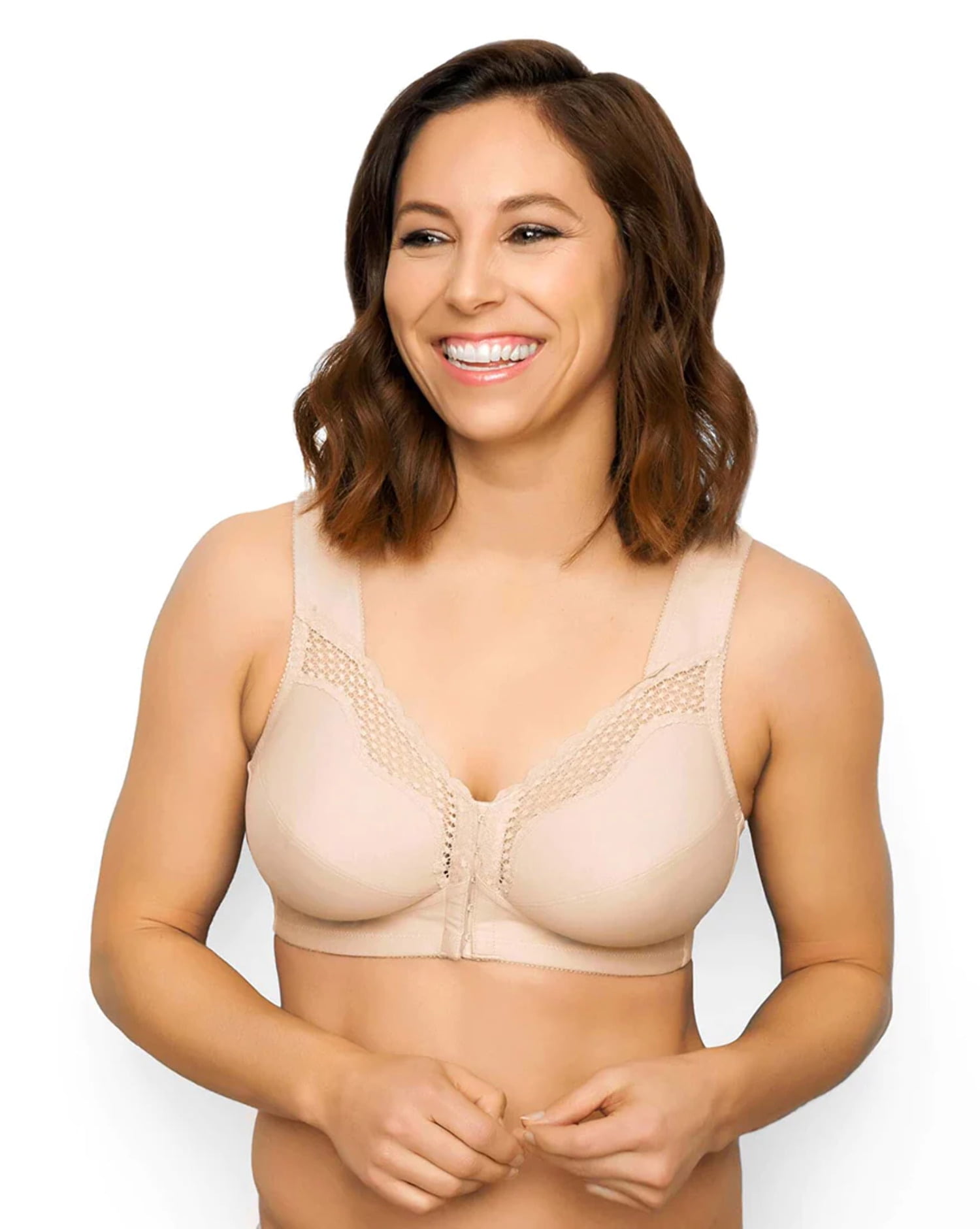 Exquisite Form FULLY® Front Close Wirefree Cotton Posture Bra with Lace 
