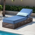 thumbnail image 4 of Opohoro Adjustable Outdoor Rattan Wicker Chaise Lounge for Patio, Poolside with UV-Resistant 5" Thick Cushion - Blue, 4 of 12