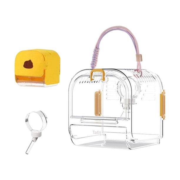 Jaula de viaje para hámster, accesorios para hámster con botella de agua amarillo
