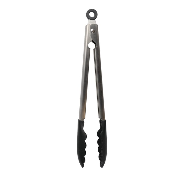 KitchenAid Pinzas de Cocina de Acero Inoxidable, Colección Classic Black Premium, 30 cm, con Puntas de Silicona Antideslizante