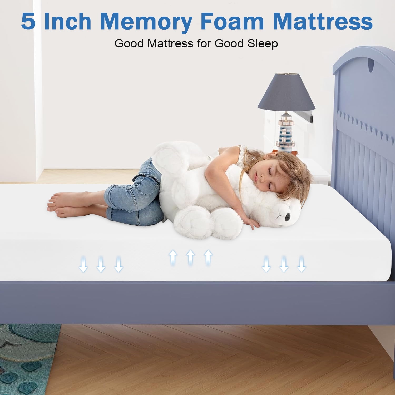 NiamVelo Twin Mattress 5 inch Memory Foam Mattress Medium Firm Mattresses CertiPUR-US Certified /Bed-in-a-Box,White ( Twin Size)
