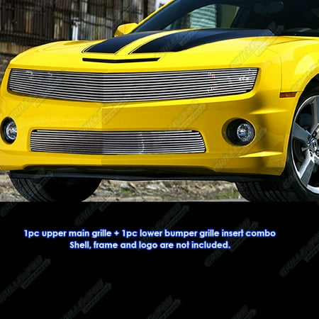 Polish Billet Grille Grill - Compatible with 2010-2013 Chevy Camaro SS V8 Phantom Style Billet Grille Grill Insert Combo C61029A