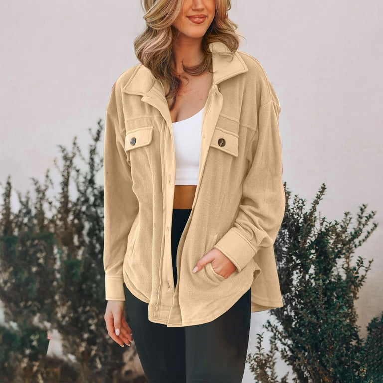 Womens Corduroy Shacket Blouses Button Flannel Shacket Shirts