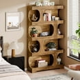 thumbnail image 2 of Tribesigns 71" Tall Bookcase, 4-Tier S-Shaped Bookshelf, Wood Decorative Storage Shelving, Modern Freestanding Display Shelves, 2 of 7