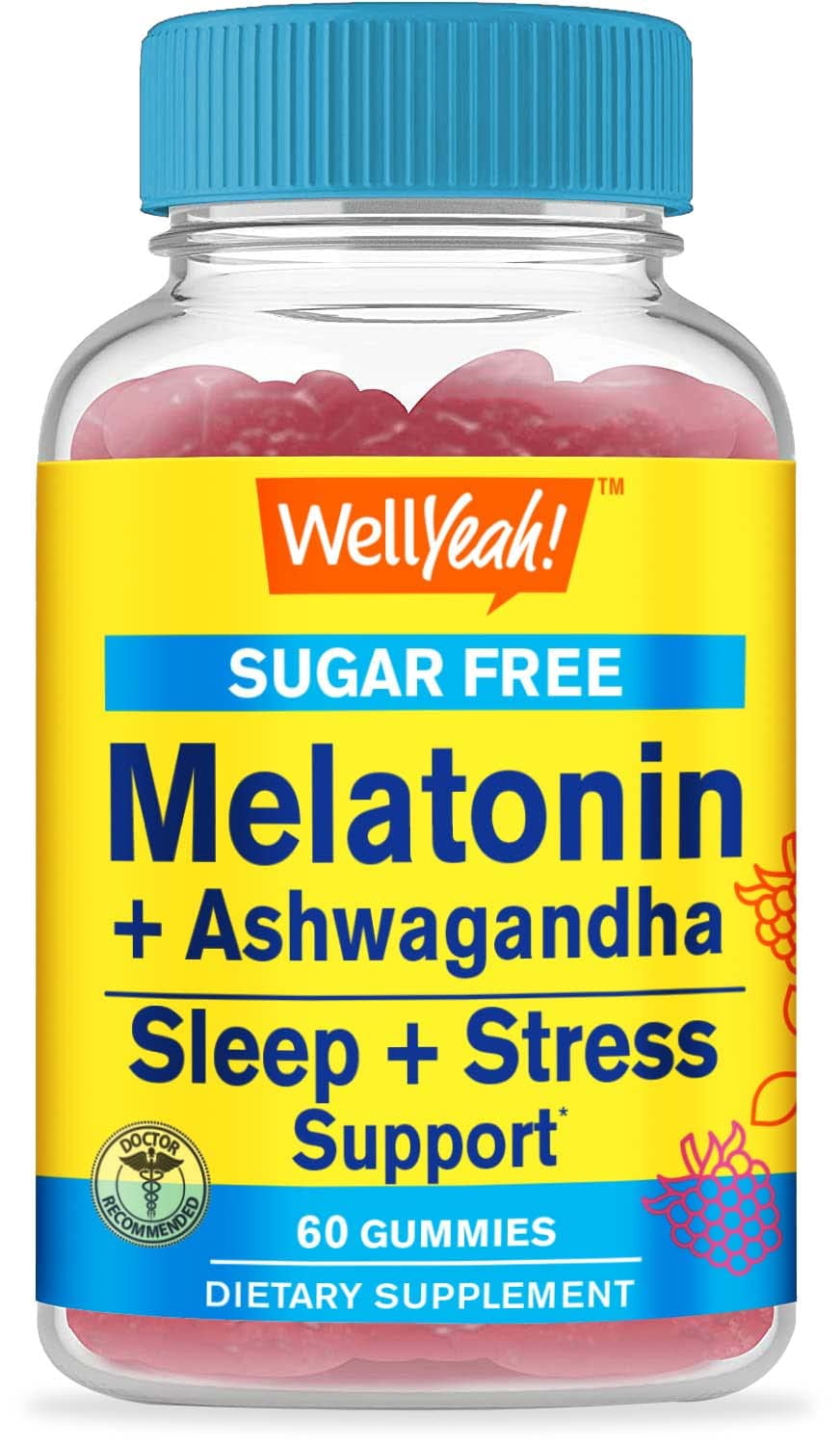 WellYeah Melatonin (2mg) with Ashwagandha (850mg) Sugar Free Gummies