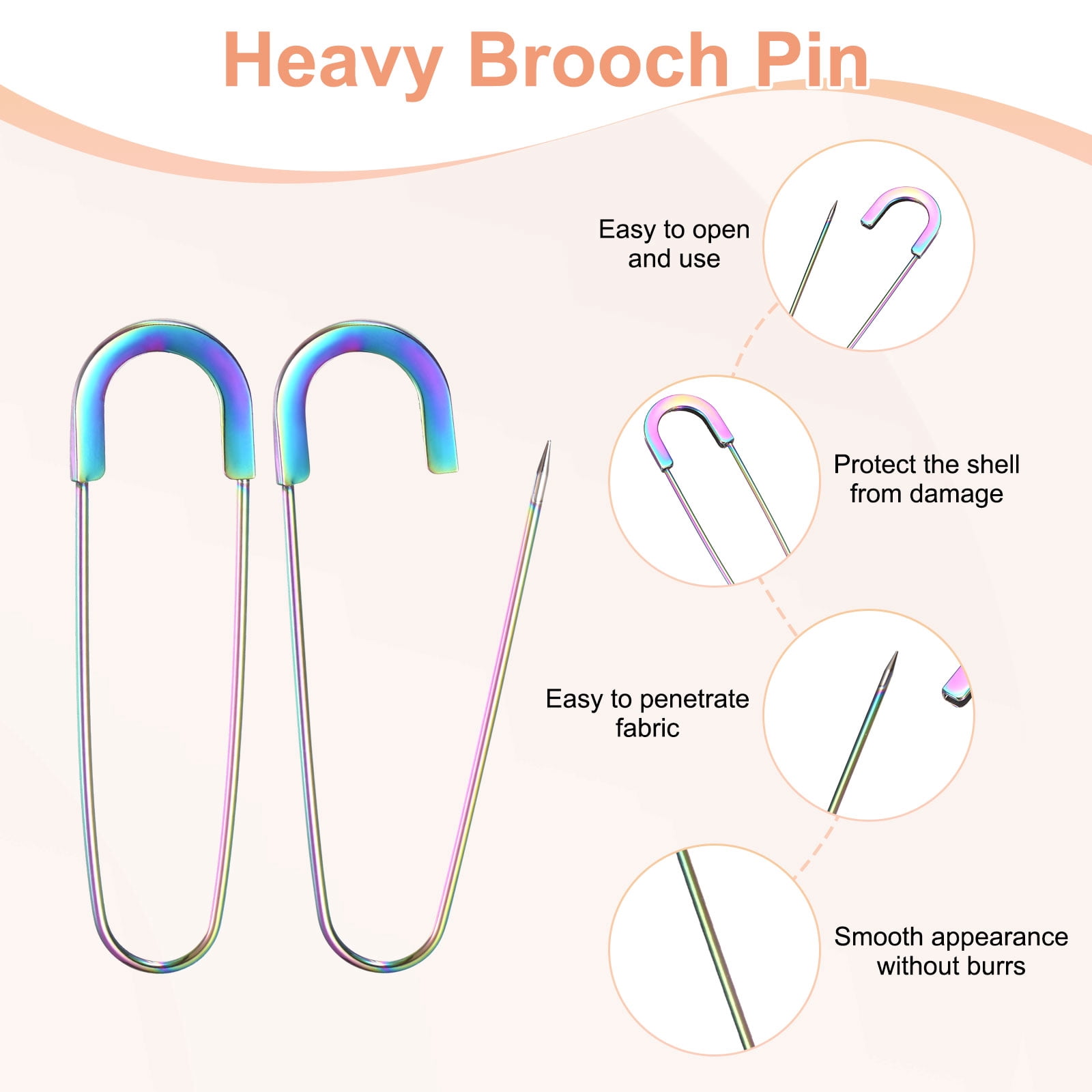 Uxcell 20-Pack Large Safety Pin, 3.15 In(80mm) Zinc Alloy Heavy Brooch Pin for Sewing ClothesDecorative Safety Pins [Multicolor]