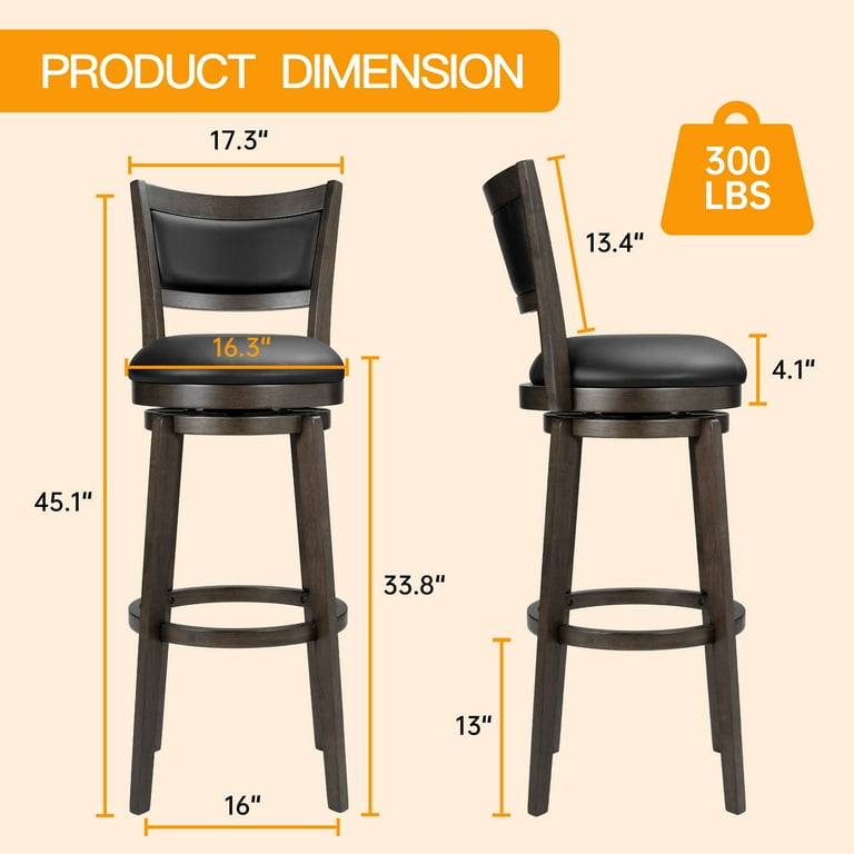 TrumanPick Bar Height Swivel Counter Height Barstool 34