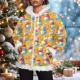thumbnail image 2 of zaveiop Christmas Full Zip Jackets for Women Furry Fur Trim Santa Hoodies Long Sleeve Graphic Xmas Pullover Candy Cane Print Holiday Winter Sweatshirt with Pocket (Yellow, XL), 2 of 8