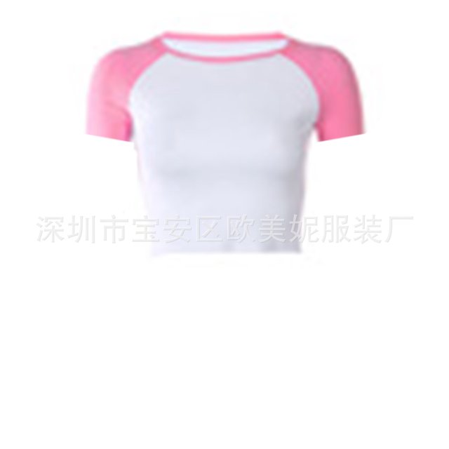 Nouveau T-Shirt de Yoga Aguichant à Manches Courtes pour Femmes, Couleur Unie, Exposé au Nombril, Couleur Contrastée, Printemps et Été