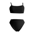 thumbnail image 4 of QLEICOM Womens Swimsuits Tummy Control Plus Size Swimsuit Coverup Solid Color Bikini Three Point Sexy Swimsuit Set Swimsuit Black S, 4 of 6